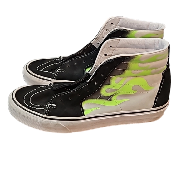 Vans Other - Vans SK8-Hi black suede with neon flames high top sneakers W9.5, M8